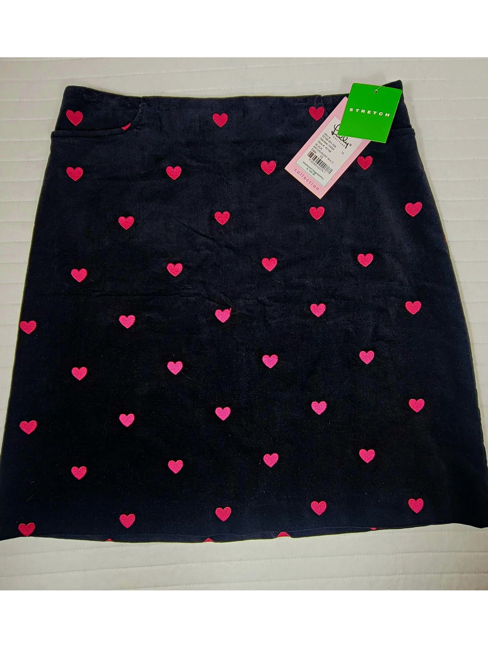 NWT Lilly Pulitzer Cassie Velvet Skirt 10 Braveheart Multi Black Pink Hearts